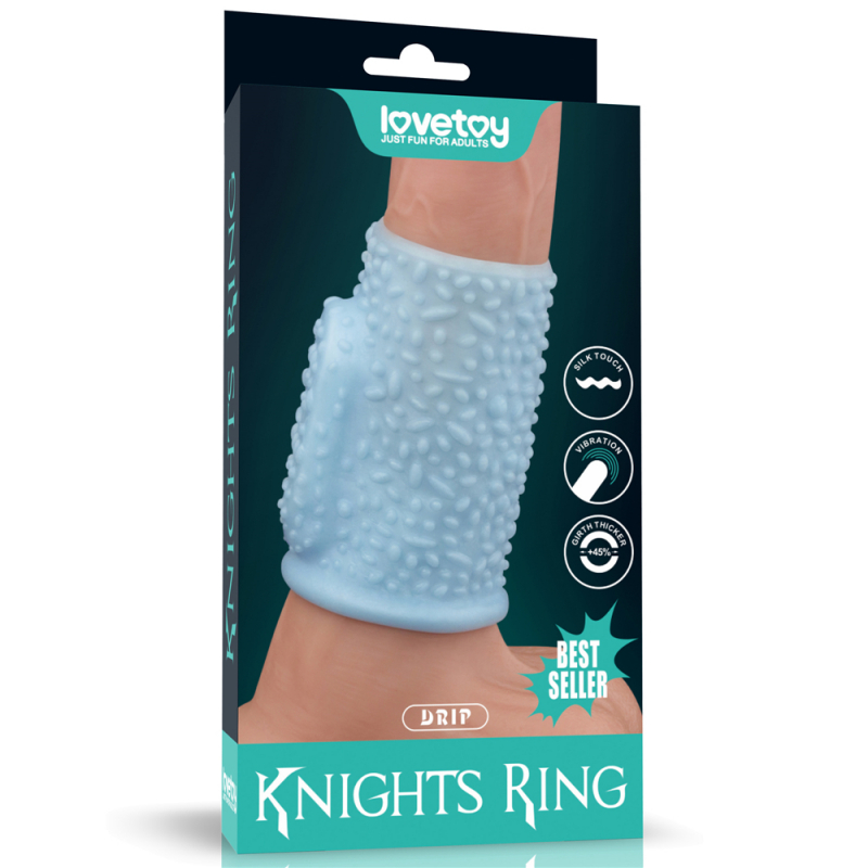Насадка с вибрацией "Knights Ring" открытая, голубая 