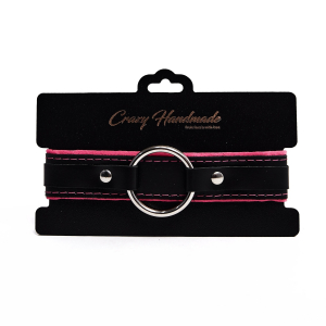 Ошейник с мягкой розовой подкладкой "Crazy Handmade" кожа